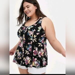 NWT Sz 2 Torrid Soft Peplum Floral Tank
